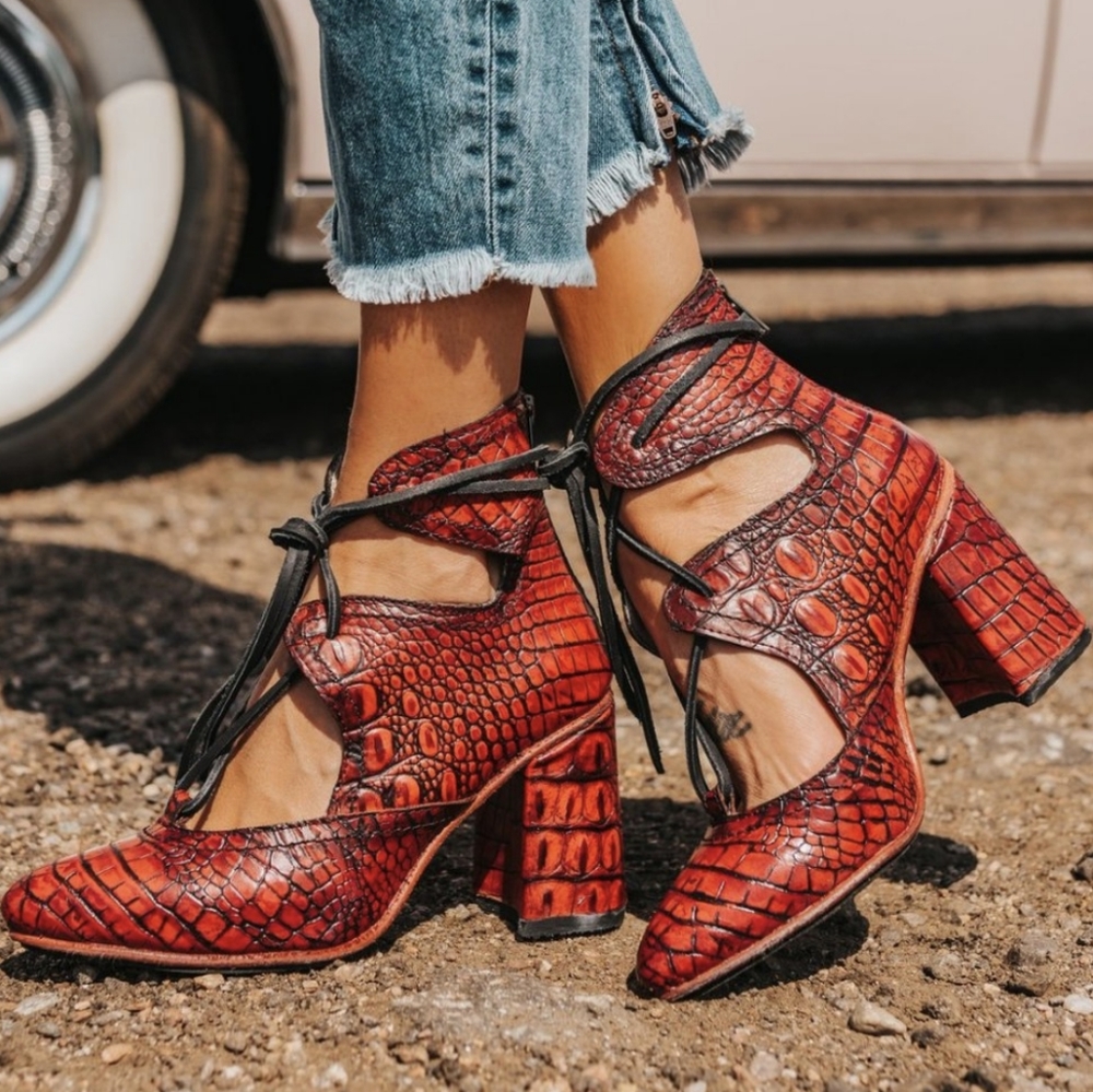 Freebird Joyce Red Croc Bootie Size 10 - image 1